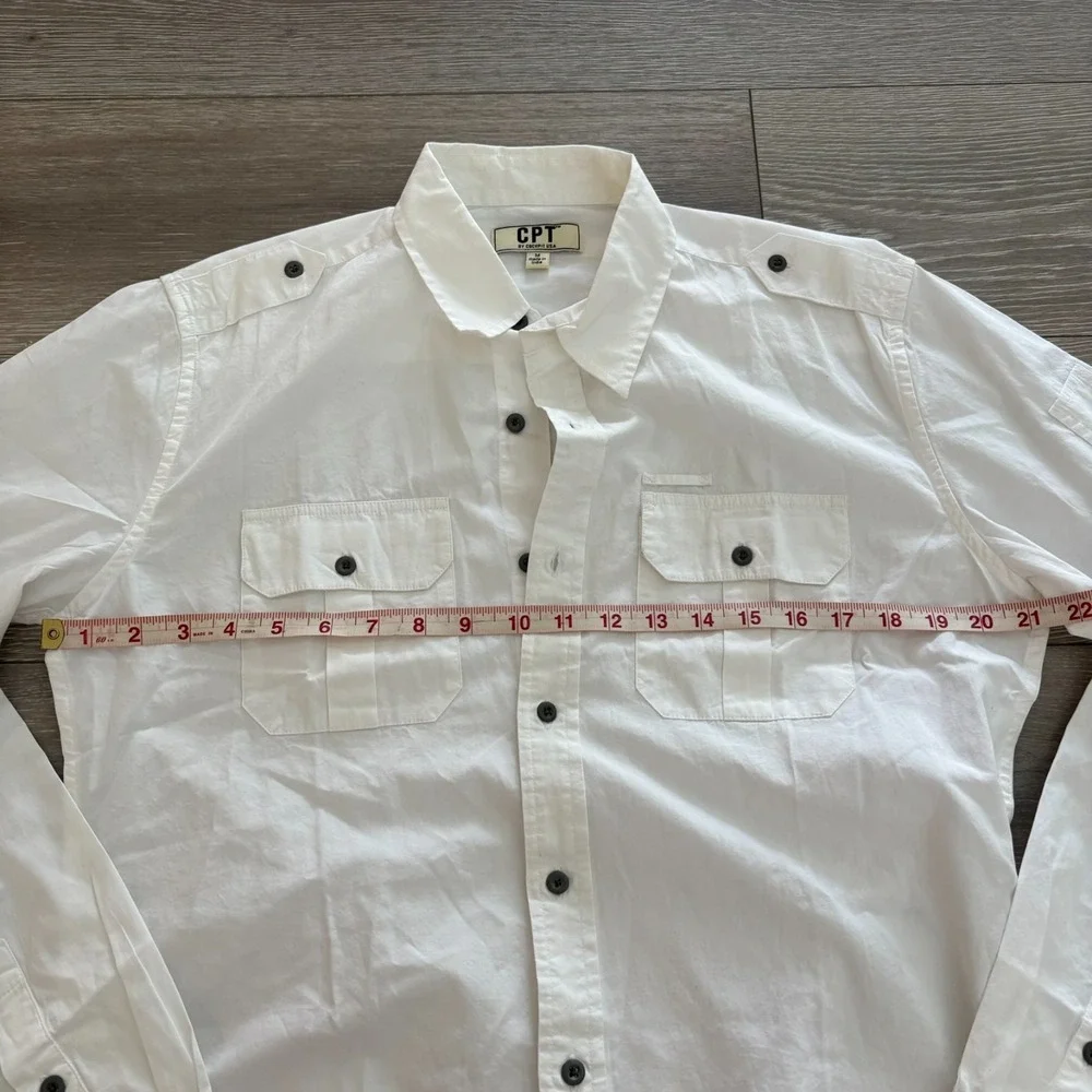 Vintage Cockpit USA Mens White Long Sleeve D.I. Heritage Button Up Shirt‎ Size M